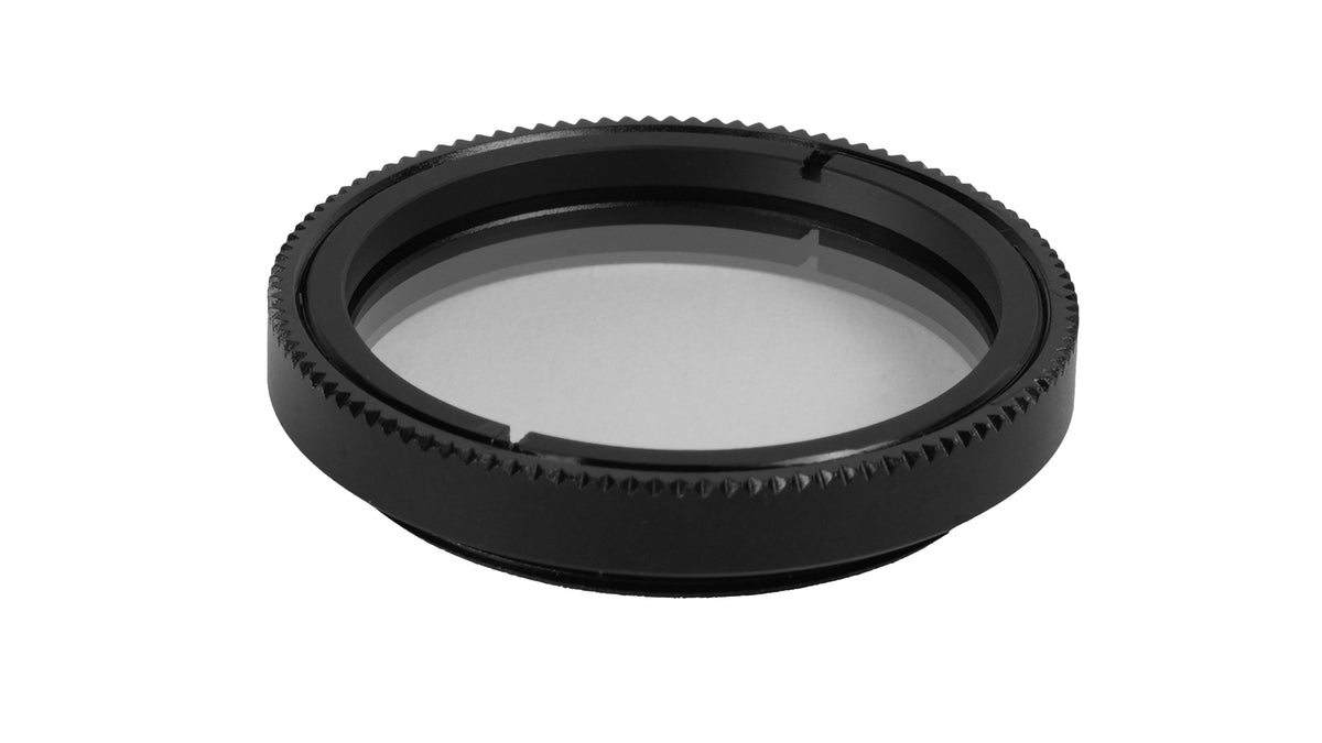NVG Lens Protector: black knurled ring with a clear polycarbonate window